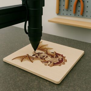3D Halloween Laser Engraving File, Witch Riding Bat
