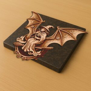 3D Halloween Laser Engraving File, Witch Riding Bat