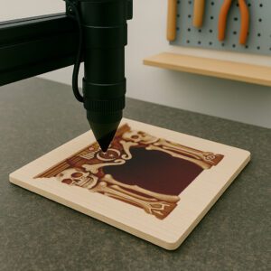 3D Halloween Skull Laser Engraving File, Spooky Fireplace