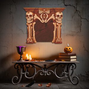 3D Halloween Skull Laser Engraving File, Spooky Fireplace