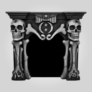 3D Halloween Skull Laser Engraving File, Spooky Fireplace
