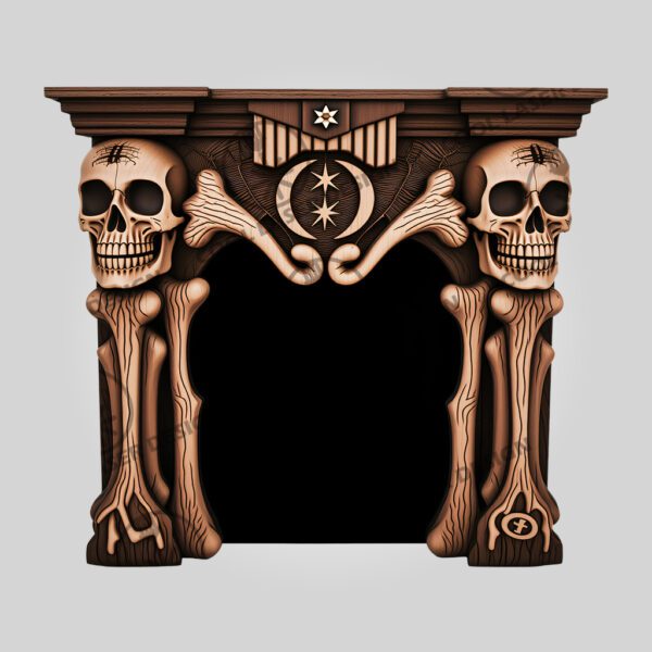 3D Halloween Skull Laser Engraving File, Spooky Fireplace