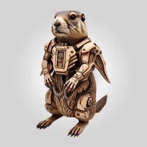 3D Illusion Cyborg Prairie Dog Laser Design, Futuristic