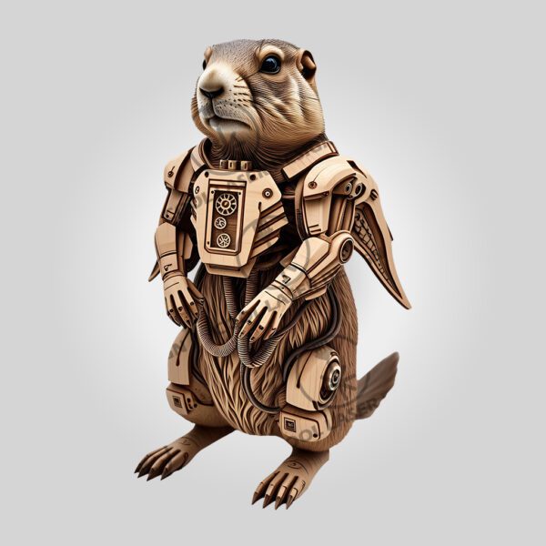 3D Illusion Cyborg Prairie Dog Laser Design, Futuristic