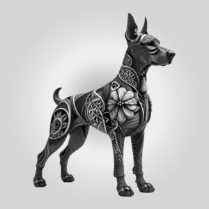 3D Illusion Doberman Laser Engraving File, Tribal Art