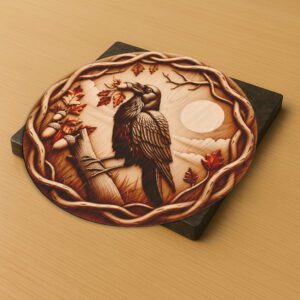 3D Illusion Halloween Engraving File, Clever Crow Autumn