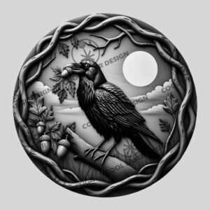 3D Illusion Halloween Engraving File, Clever Crow Autumn