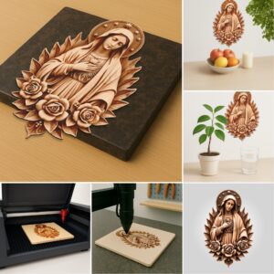 3D Illusion Jesus and Mary Laser Engraving File,