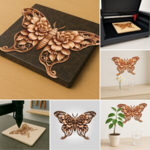 3D Illusion Laser Engraving Bundle, Insect and Flora