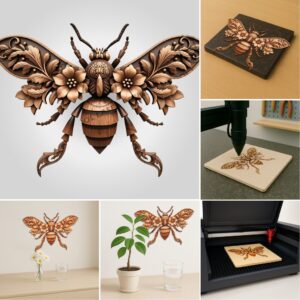 3D Illusion Laser Engraving Bundle, Insect and Flora