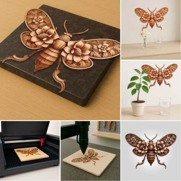 3D Illusion Laser Engraving File Bundle, Insect and