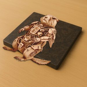 3D Illusion Laser Engraving File, Cyborg Groundhog Digital