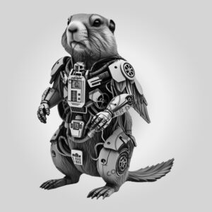 3D Illusion Laser Engraving File, Cyborg Groundhog Digital