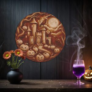 3D Illusion Laser Engraving File, Halloween Pumpkin Castle
