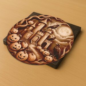 3D Illusion Laser Engraving File, Halloween Pumpkin Castle