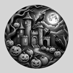 3D Illusion Laser Engraving File, Halloween Pumpkin Castle