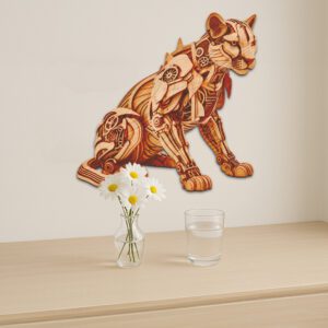 3D Illusion Laser Engraving File, Mechanical Cheetah, Seated