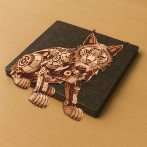 3D Illusion Laser Engraving File, Mechanical Lynx, Modern