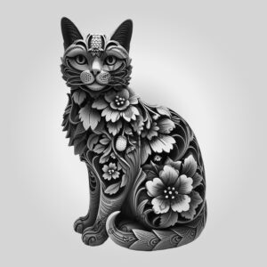 3D Illusion Laser Engraving File, Russian Blue Cat