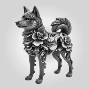 3D Illusion Laser Engraving File, Shiba Inu Dog