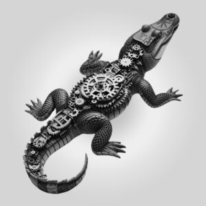 3D Illusion Laser Engraving File, Steampunk Alligator, Mechanical