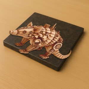 3D Illusion Laser Engraving File, Steampunk Armadillo, Mechanical