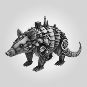 3D Illusion Laser Engraving File, Steampunk Armadillo, Mechanical