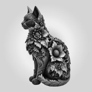 3D Illusion Laser Engraving File, Turkish Angora Cat