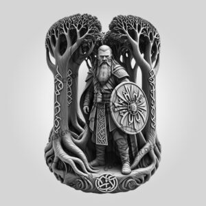 3D Illusion Laser Engraving File, Viking Forest Wall
