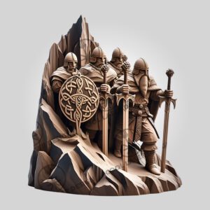 3D Illusion Laser Engraving File, Viking Mountain Scene,