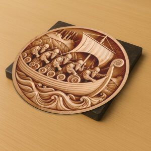 3D Illusion Laser Engraving File, Viking Ship Design,