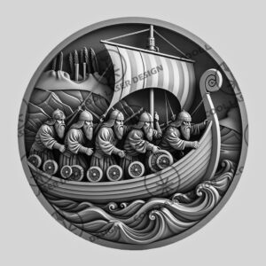 3D Illusion Laser Engraving File, Viking Ship Design,