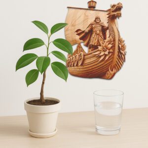 3D Illusion Laser Engraving File, Viking Ship Warrior