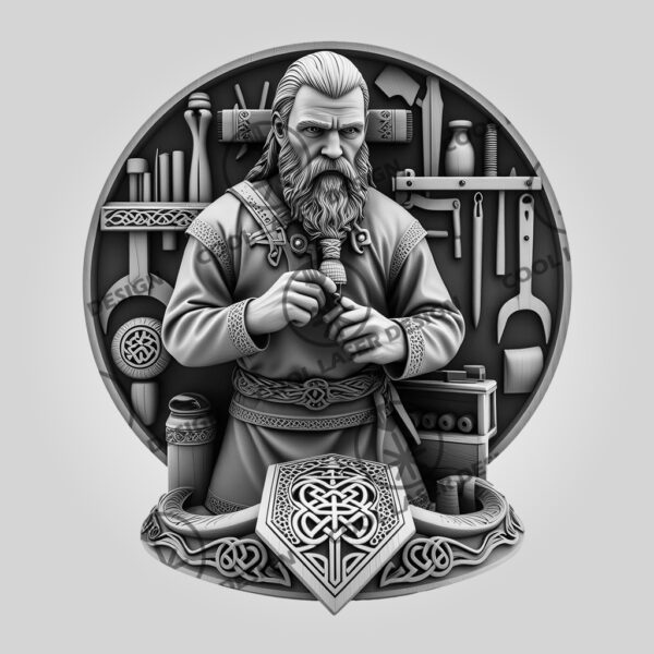 3D Illusion Laser Engraving File, Viking Soldier Art,