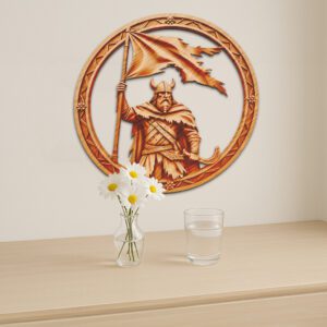 3D Illusion Laser Engraving File, Viking Soldier Banner,
