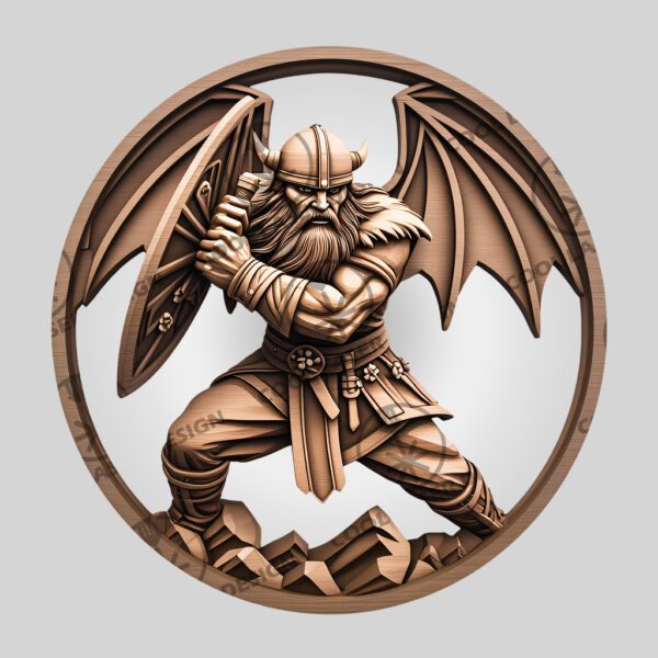 3D Illusion Laser Engraving File, Viking Soldier Battle