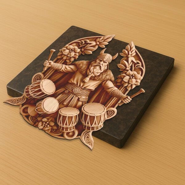 3D Illusion Laser Engraving File, Viking Soldier Dance,