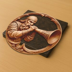 3D Illusion Laser Engraving File Viking Soldier Horn