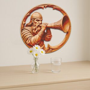 3D Illusion Laser Engraving File Viking Soldier Horn