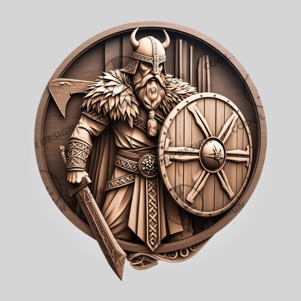 3D Illusion Laser Engraving File, Viking Soldier Wall