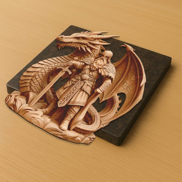 3D Illusion Laser Engraving File, Viking Warrior Dragon