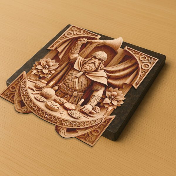 3D Illusion Laser Engraving File, Viking Warrior Feast