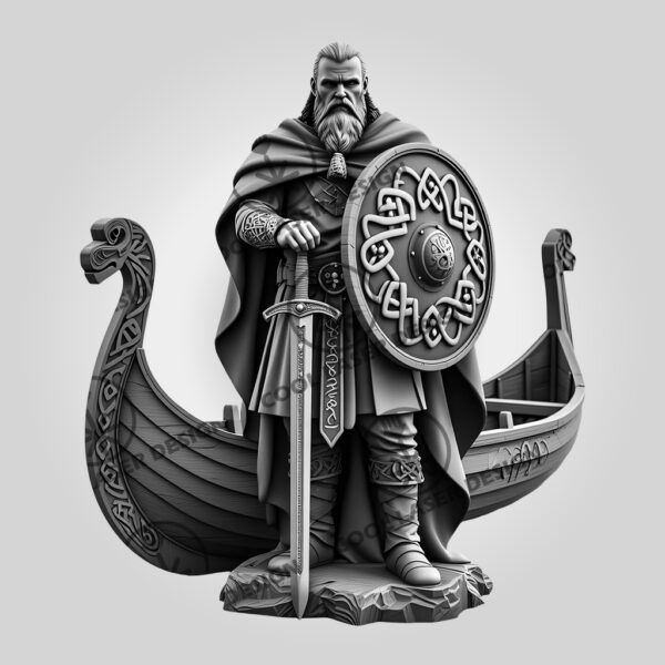 3D Illusion Laser Engraving File, Viking Warrior Longship