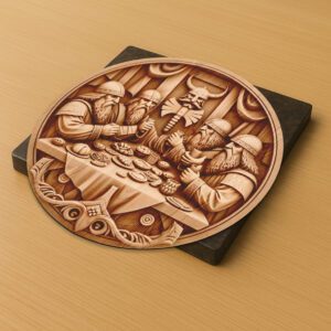 3D Illusion Laser Engraving File, Viking Warriors Feast