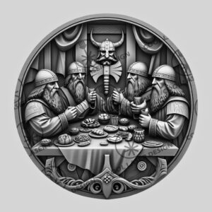 3D Illusion Laser Engraving File, Viking Warriors Feast