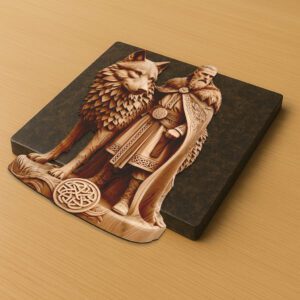 3D Illusion Laser Engraving File, Viking Wolf Design,