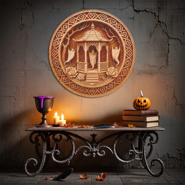 3D Illusion Laser File, Halloween Engraving, Haunted Gazebo