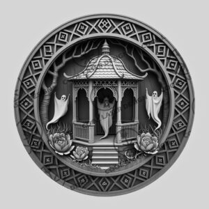 3D Illusion Laser File, Halloween Engraving, Haunted Gazebo