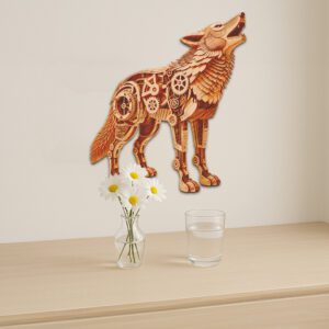 3D Illusion Laser File, Mechanical Wolf Howling at