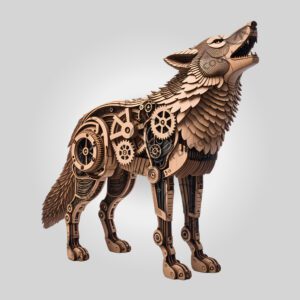 3D Illusion Laser File, Mechanical Wolf Howling at